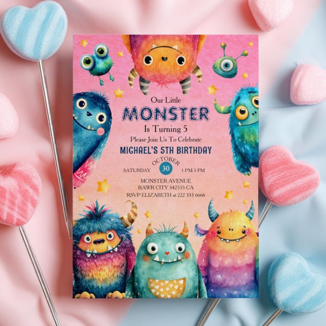 Invitación Pequeño Monster Mash Whimsical Niños Fiesta de cum (Subido por el creador)