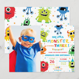 Invitación Pequeño Monstruo Cute Niño Primer Cumpleaños Vibra