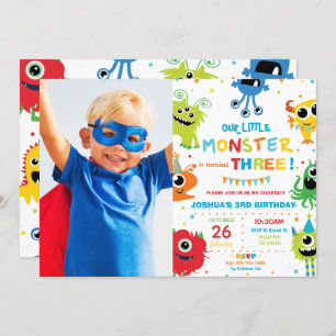 Invitación Pequeño Monstruo Cute Niño Primer Cumpleaños Vibra