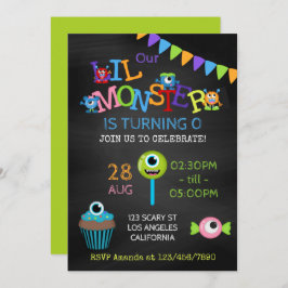 Invitación Pequeño Monstruo de cualquier edad Birday Chalkboa