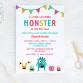 Invitación Pequeño monstruo en camino a Baby Shower Halloween