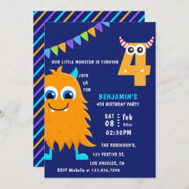 Invitación Pequeño Monstruo Fiesta de cumpleaños