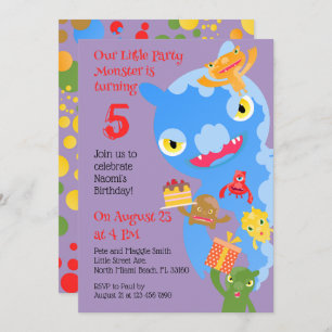 Invitación Pequeño Monstruo Fiesta y fiesta de cumpleaños de 