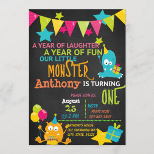 Invitación Pequeño Monstruo invitando a un cumpleaños