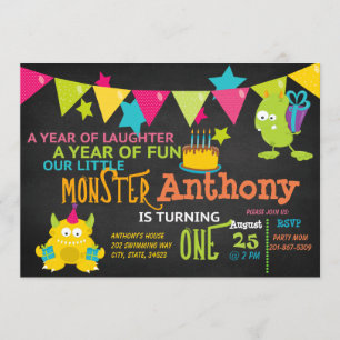 Invitación Pequeño Monstruo invitando a un cumpleaños