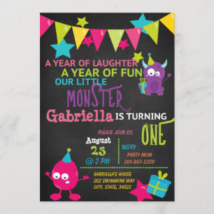 Invitación Pequeño Monstruo invitando a un cumpleaños