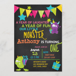 Invitación Pequeño Monstruo invitando a un cumpleaños