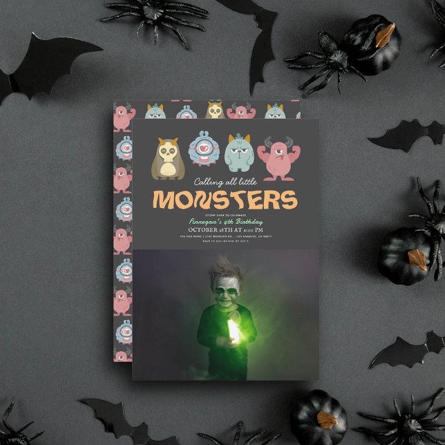 Invitación Pequeño Monstruo Mash Halloween Boy Fotos de cumpl (Subido por el creador)