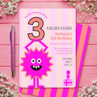 Pequeño Monstruo Rosado Caliente Tercer Chica Raya