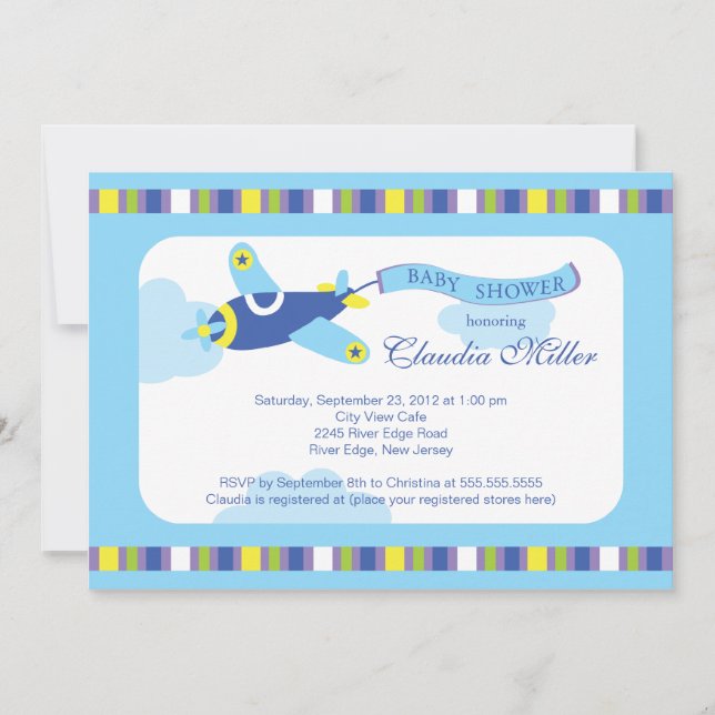 Invitación Pequeño muchacho azul lindo Baby Shower del (Anverso)
