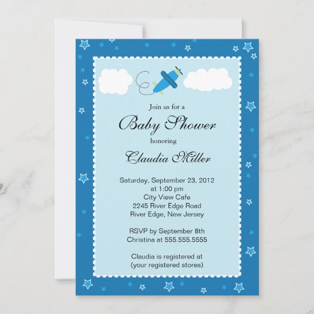 Invitación Pequeño muchacho azul lindo Baby Shower del (Anverso)