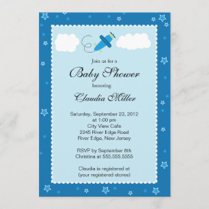 Invitación Pequeño muchacho azul lindo Baby Shower del
