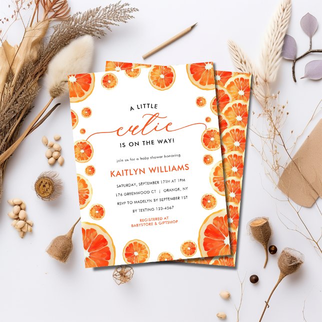 Invitación Pequeño Naranja cordial Citrus Baby Shower moderno (Subido por el creador)
