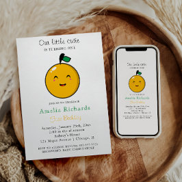 Invitación Pequeño Naranja Cutie Citrus Primer Cumpleaños