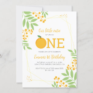 Invitación Pequeño Naranja Cutie Citrus Primer Fiesta de cump