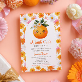 Invitación Pequeño Naranja Cutie Citrus Watercolor Baby Showe