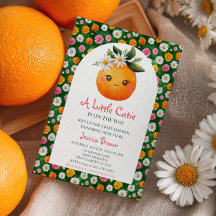 Pequeño Naranja cutie Citrus y Daisies Baby Shower