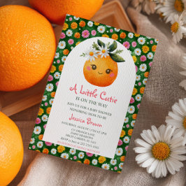 Invitación Pequeño Naranja cutie Citrus y Daisies Baby Shower