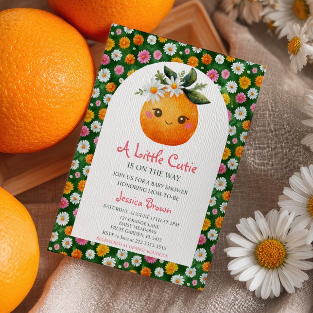Invitación Pequeño Naranja cutie Citrus y Daisies Baby Shower (Subido por el creador)
