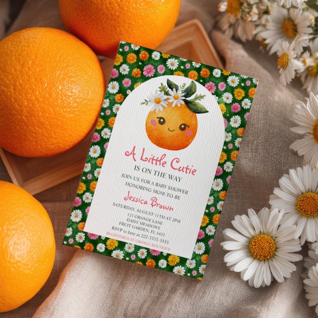 Invitación Pequeño Naranja cutie Citrus y Daisies Baby Shower (Subido por el creador)