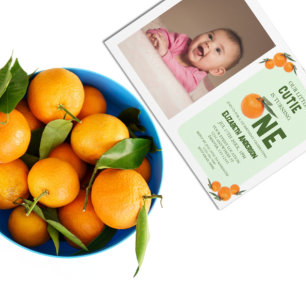 Invitación Pequeño Naranja Cutie Primer cumpleaños