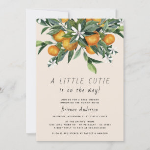 Invitación Pequeño Naranja de Citrus Cutie Baby Shower neutra