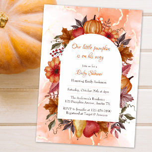 Invitación Pequeño Naranja de color de agua Baby Shower de ca