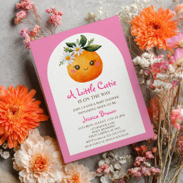Invitación Pequeño Naranja de Cutie Citrus Pastel Baby Shower