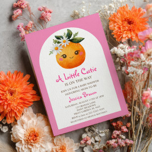 Invitación Pequeño Naranja de Cutie Citrus Pastel Baby Shower
