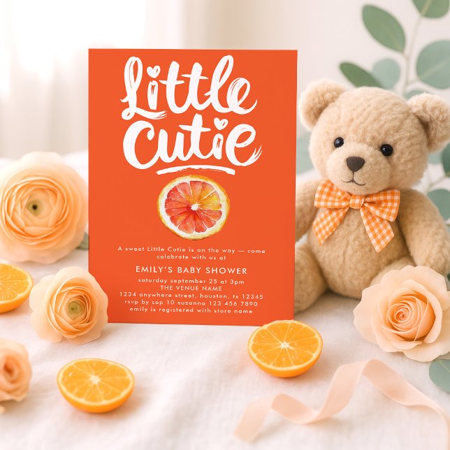 Invitación Pequeño Naranja de texto blanco lindo Baby Shower (Subido por el creador)