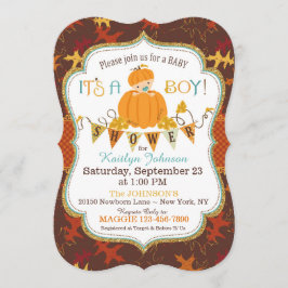 Invitación Pequeño niño calabaza cae deja Baby Shower