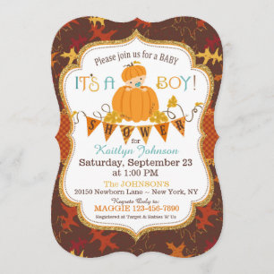 Invitación Pequeño niño calabaza cae deja Baby Shower