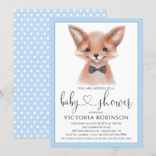 Invitación Pequeño Niño Zorro Niño Bosque Baby Shower