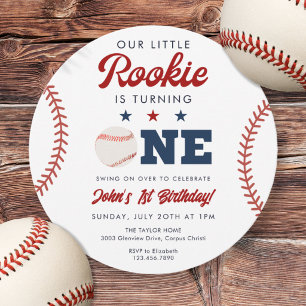 Invitación Pequeño Novato de Béisbol Cumpleaños 1er Bolo