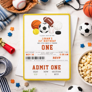 Invitación Pequeño Novato Deportes 1er Cumpleaños   Divertido
