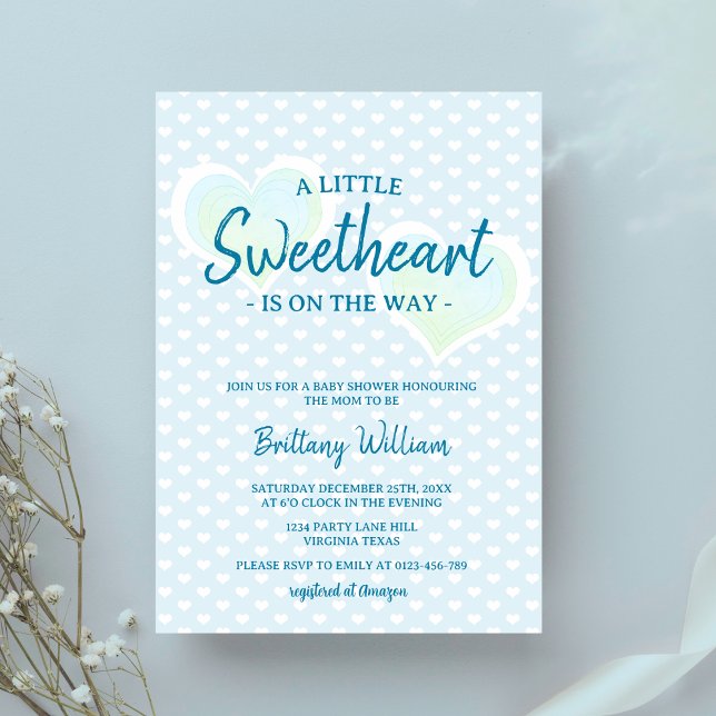 Invitación Pequeño novio azul Valentine Baby Shower (Subido por el creador)