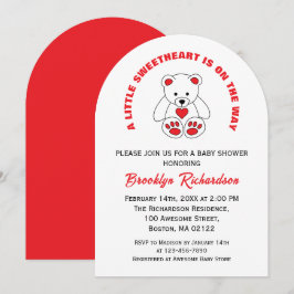 Invitación Pequeño novio rojo rojo Teddy Bear Baby Shower