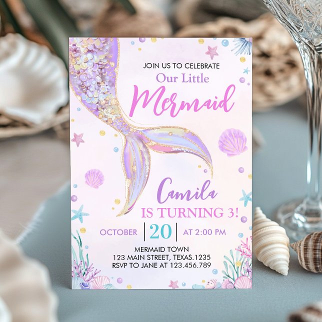 Invitación Pequeño Océano Sirenita Día de Aniversario (Subido por el creador)