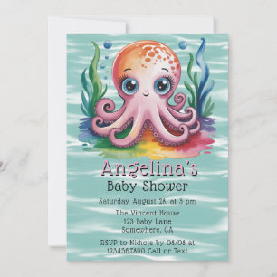Invitación Pequeño Octopus lindo bajo el mar Baby Shower