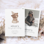 Invitación Pequeño Oso Moderno y Cute Foto Primer Cumpleaños<br><div class="desc">Pequeño Oso Moderno y Cute Foto Invitación al primer cumpleaños</div>