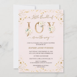 Invitación Pequeño Paquete De Joy White Gold Floral Baby Show