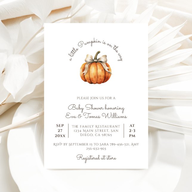 Invitación Pequeño paro de calabaza Baby Shower Neutral mínim (Subido por el creador)