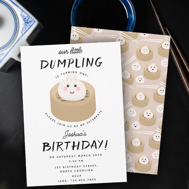 Invitación Pequeño partido de cumpleaños neutral de género (Little Dumpling Gender Neutral Birthday Party Invitation)