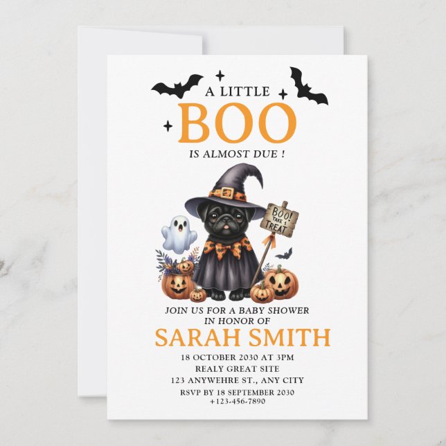 Invitación Pequeño perro de Halloween casi debe Baby Shower (Anverso)