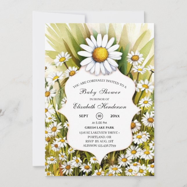 Invitación Pequeño Personalizado Daisy Baby Shower (Anverso)