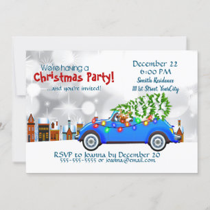 Invitación Pequeño Personalizado de Navidades de coches y árb
