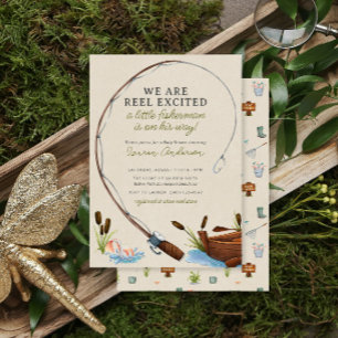 Invitación Pequeño pescador aventura acuarela baby shower