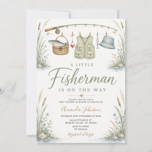 Invitación Pequeño Pescador en Camino Fiesta de Bebé de Pesca