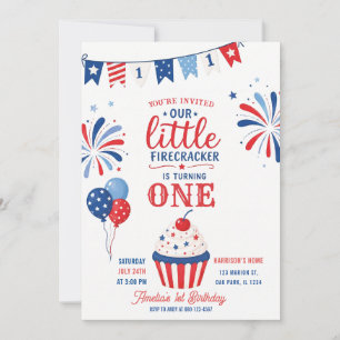 Invitación Pequeño petardo cumpleaños 4 de julio 1er