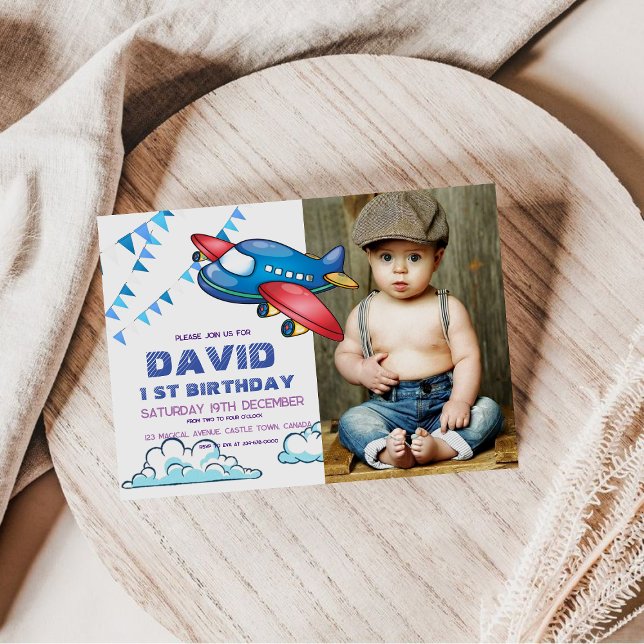 Invitación Pequeño Piloto 1er Avión Foto de Vuelo en el Cielo (Subido por el creador)